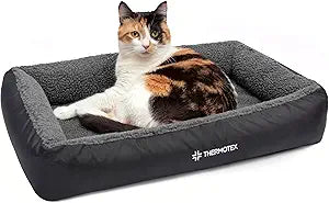 Thermotex Far Infrared Heated Pet Bed - Heated Cat & Dog Bed for Pain Relief & Arthritis - Therapeutic Heat Pad for Elderly Pet Support & Relaxation - Machine Washable