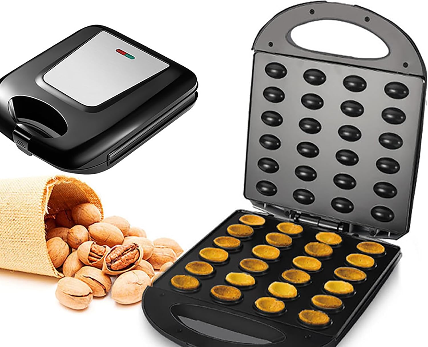 1400W Electric Nut Cake Maker, Walnut Biscuits Maker, Double Sided Heating, with Non Stick Coating and Indicator Light, for Home Kitchen Use