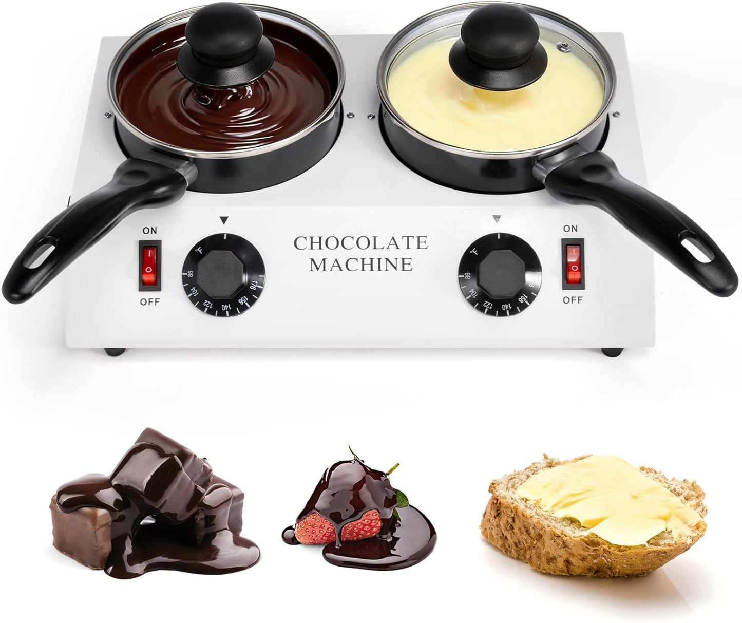 Dyna-Living Chocolate Melting Pot Dual Chocolate Tempering Machine for Melting Chocolate, 80W Chocolate Melting Machine Electric Chocolate Melter Pot for Home, Chocolate Fondue Pot for Chocolate Melt