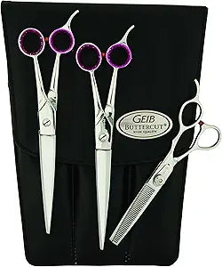 Geib Buttercut Dog Grooming Scissors, Stainless Steel Professional Dog Grooming Kit - Curved, Straight and Thinning Shears, 3 in 1 pet grooming kit