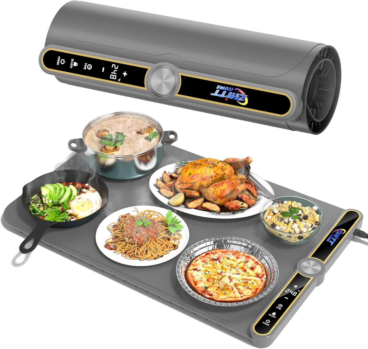 Food Warming Mat, 9 Temperature Modes & Upgraded Electric Heating Wire Full Surface Heating, Portable Warming Mat for Food, 6-Hours Auto Shut-Off Food Warming Mat for Buffet, Parties