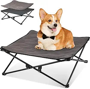 KingCamp Elevated Dog Bed for Medium Dogs, Outdoor Raised Cooling Pet Cot Bed with Washable Breathable Mesh & No-Slip Feet Perfect for Camping, Backyard, Indoor Use (Medium, Black)