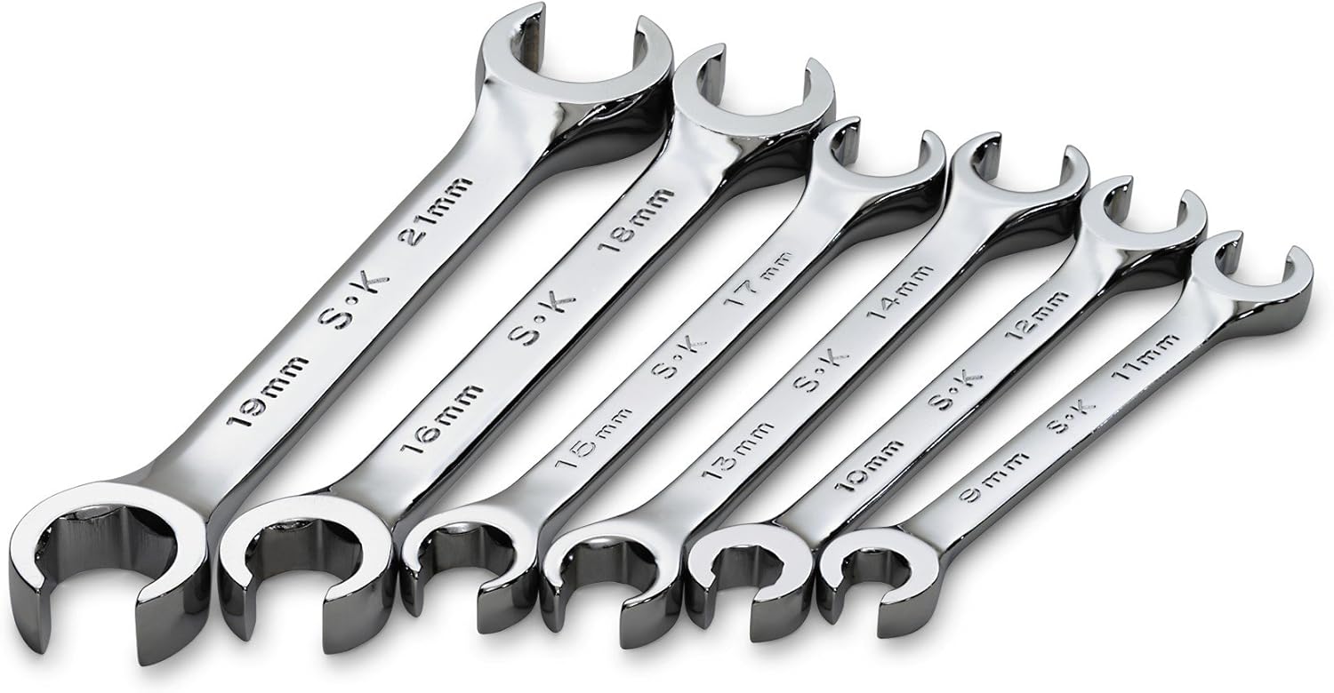 SK Tools USA 6 Piece Flare Nut Wrench Set, 6 Point, SuperKromeÂ®, 9MM to 21MM | 376