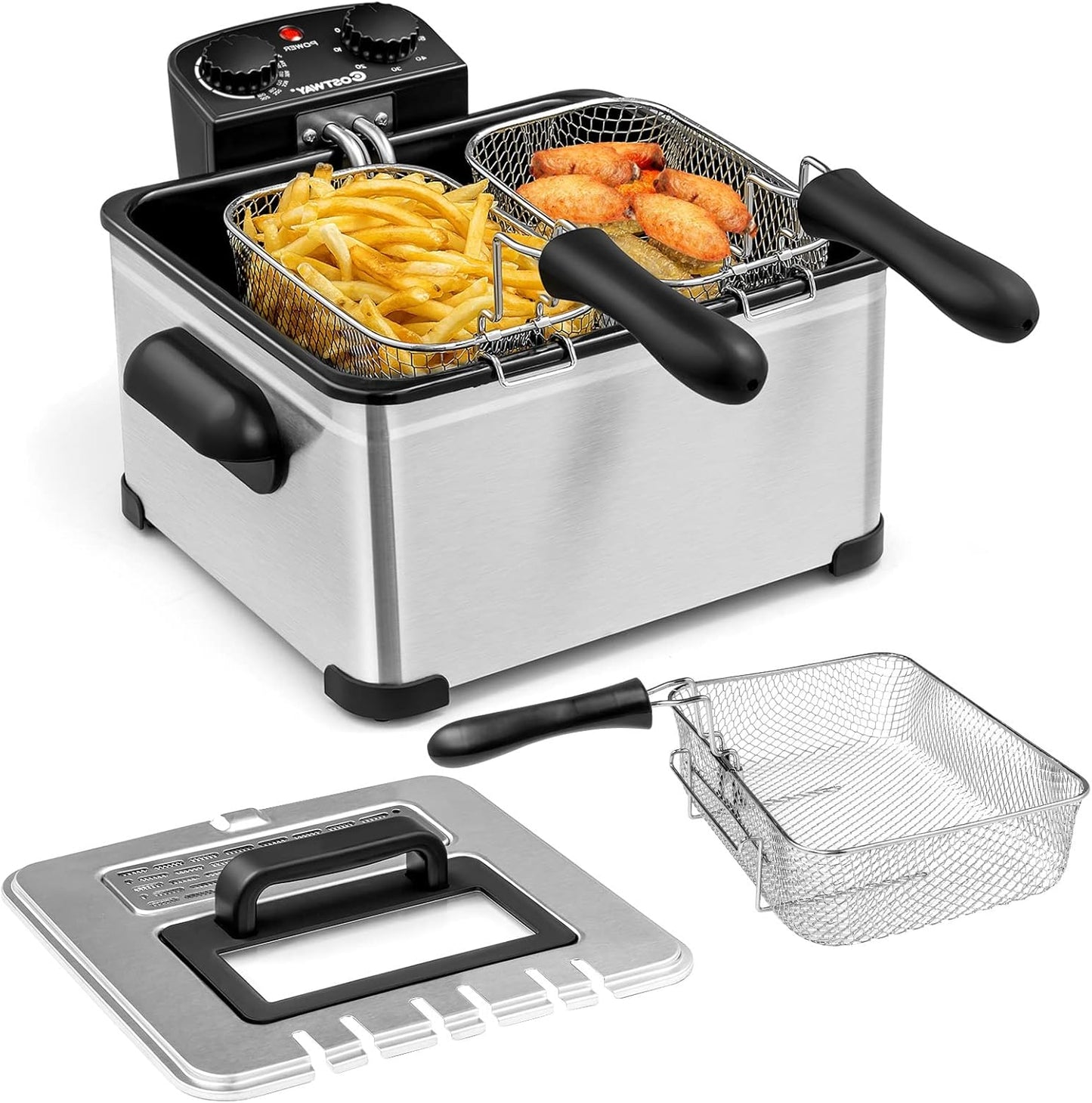 1700W Electric Deep Fryer, 5.3QT/21-Cup Deep Fryer with View Window, Adjustable Temperature and Timer, Removable Oil Container, Perfect for Chicken, French Fries, Shrimp & More