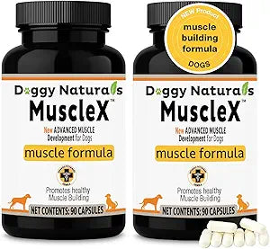 MuscleXâ„¢ Canine Muscle Formula Dogs with CaHMB 500 mg and Vitamin D3 - Natural Muscl Building Formula - Helps Reduce Muscle Loss Due to Normal Aging and Improves Recovery from Injury (180 Capsules)