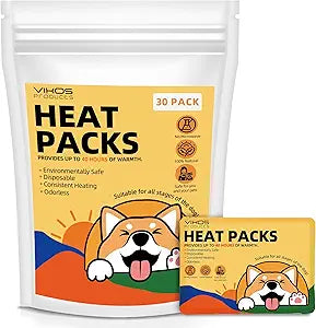 30-Pack Disposable Heat Packs for Newborn Puppies & Small Pets, Portable Puppy Warmers for Crates, Travel & Anxiety Relief, No Electricity Needed, Provides Up to 40 Hours of Safe Odorless Warmth