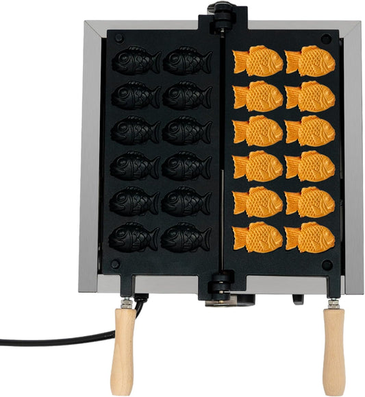 Commercial Non-Stick Coating Waffle Maker,1800w Electric Mini Fish-Shaped Waffle Making Machine With 12-Slot Design,122-572℉ Adjustable Temperature,Taiyaki Baker Restaurants, Milk Tea Shops,Etc