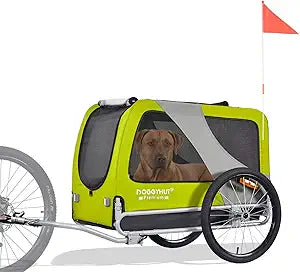 DOGGYHUTÂ® Premium XL Pet Bike Trailer for Large Dog or Multiple Small Dogs, Up to 100 lbs,Dog Bicycle Carrier,Low Center of Gravity,Easy Folding Frame Cart