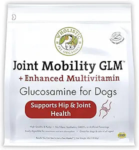 Wholistic Pet Organics - Hip and Joint Supplement for Dogs & Cats - Cat and Dog Joint Supplement - Green Lipped Mussels, Glucosamine, Chondroitin for Dogs & Cat Mobility Support - 4 Lb - 181 Scoops