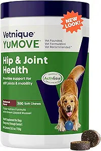 YuMOVE Dog Joint Supplement, Hip and Joint Supplement for Dogs with Glucosamine for Dogs, Hyaluronic Acid, Green Lipped Mussel and Omega 3, Dog Hip and Joint Aches and Stiffness (300 Soft Chews)