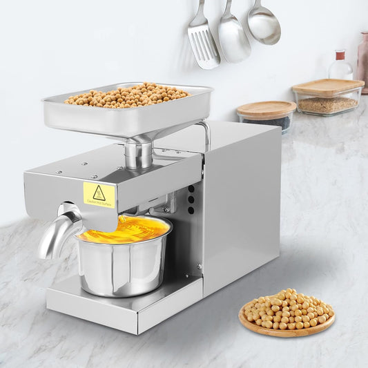 Commercial Automatic Oil Press Machine 610W 110V, Electric Cold/Hot Oil Press for Peanut Coconut Flax Sesame Castor Hemp Seeds, 11.02lbs/H Oil Extractor Machine for Home/Kitchen/Small Business