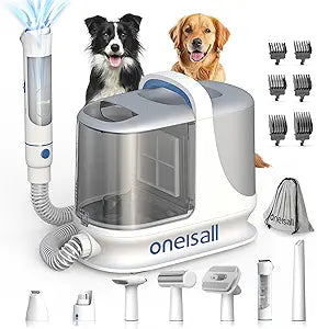 oneisall Dog Grooming Vacuum, 13000Pa Powerful 3L Dust Cup Pet Vacuum with Clipper Nail Grinder & Shedding Brush, 7 in 1 Dog Grooming Kits, Quiet, Large Capacity 3 Suction Levels, BM3