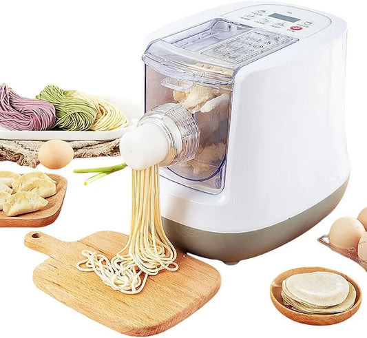 Electric Pasta Maker, Automatic Noodle Maker Machine with 13 Pasta Shapes, Pasta Machine Can Make Long Noodles, Spaghetti, Macaroni, White(110V, US Plug)
