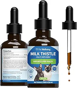 Pet Wellbeing Milk Thistle for Cats - Organic Herb, Milk Thistle Liver Detox Support, Antioxidants - NASC Certified & Vet-Formulated - 2 oz Liquid