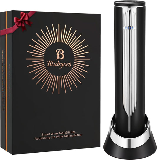 Electric Wine Bottle Opener with Charging Base & Built-in Foil Cutter – Rechargeable Intelligent Touch-Activated Automatic Corkscrew – Luxury Christmas Wine Gifts for Women, Men, Seniors