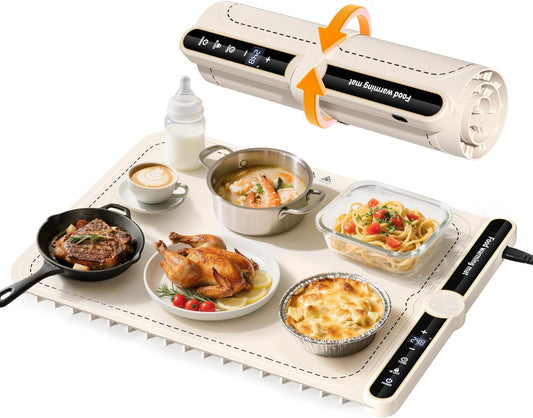 Food Warming Mat, Electric Warming Tray with 9 Temp Levels & Auto Shut-Off, Full Surface Heating, Foldable Warmers Heating Pad for Parties, Perfect for Home and Buffet Use