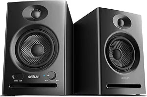 Ortizan C7 Dual-Mode 2.0 Studio Monitors, Active Monitor Speakers for Near Field Music Production, Bluetooth 5.3 Wireless Computer PC Monitor Gaming Bookshelf Speakers(Pair, Black)