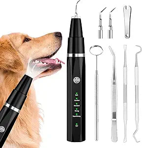 Plaque Remover for Teeth - Pet Ultrasonic Cleaner - Teeth Cleaning Kit for Tartar and Stains - Suitable for Dogs and Cats (Black)