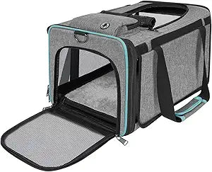 Soft-Sided Pet Carrier for Air Travel 18x11x11 Inch - Underseat Cabin Carry Bag for Small Cats & Dogs Under 15 lbs