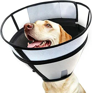 Upgraded Dog Cone Collar for Dogs After Surgery, Soft Transparent Pet Recovery Collar for Large Medium Small Dogs, Depth Adjustable Dog Cone Collar, Elizabethan Collar (XL, Black)