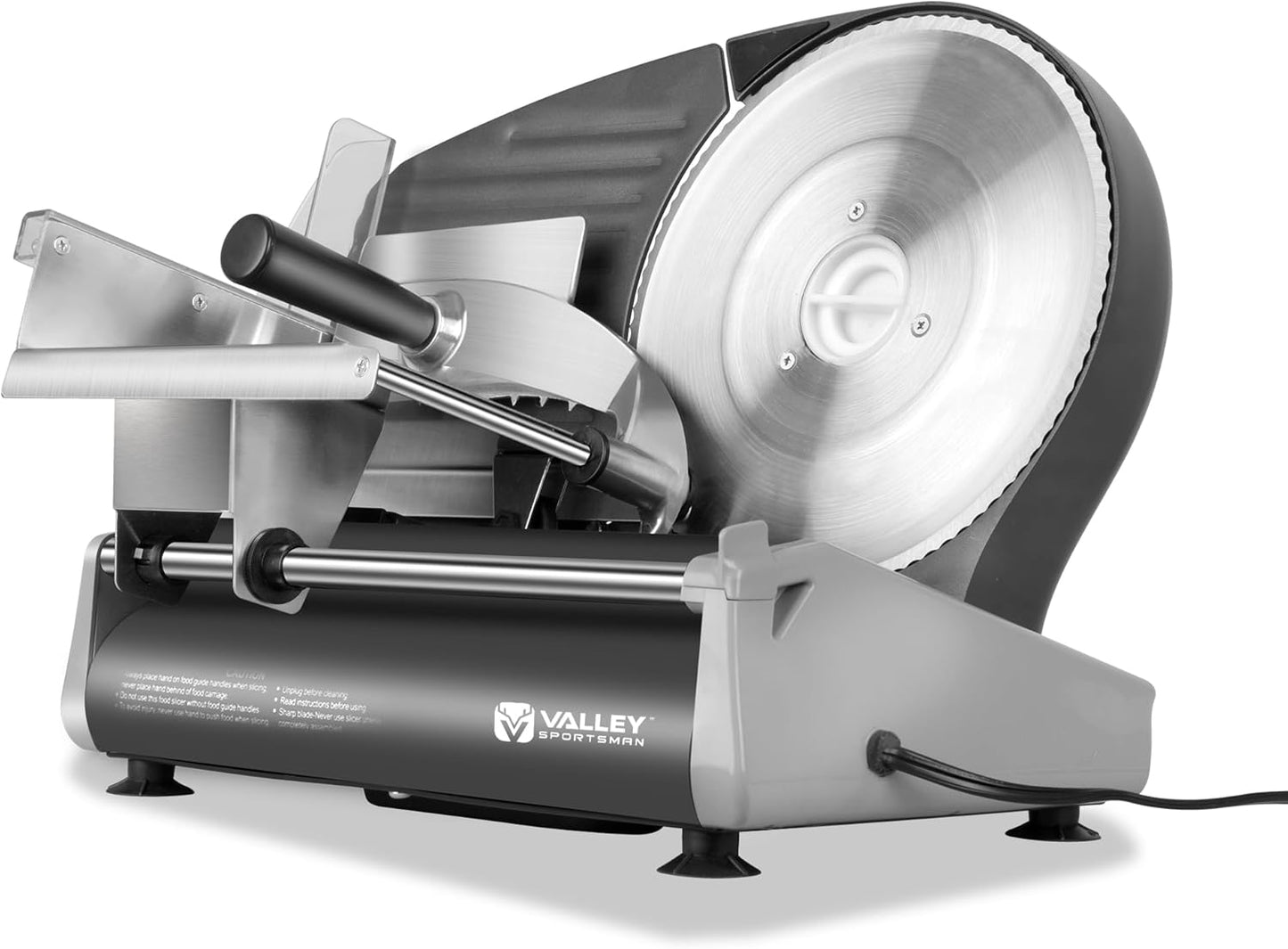 Valley Sportsman Meat Slicer, Electric Deli Meat Slicer with 8.7" Stainless Steel Blade, Adjustable Thickness Food Slicer for Home Use, Easy to Clean, Cuts Meat, Bread, Cheese, Black