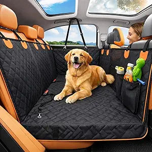 Dog Car Seat Cover for Back Seat â€“ Waterproof Quilted Dog Hammock with Side Protection, Non-Slip, Heavy Duty Pet Seat Cover for Cars, SUVs & Trucks