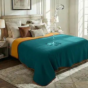 Luciphia 100% Waterproof Blanket for Adults or Large Dogs, Soft Polar Fleece XL Pet Throw Blankets for Bed Couch Protector Washable, Reversible Leakproof Furniture Protection,Teal Camel,82x90 inch