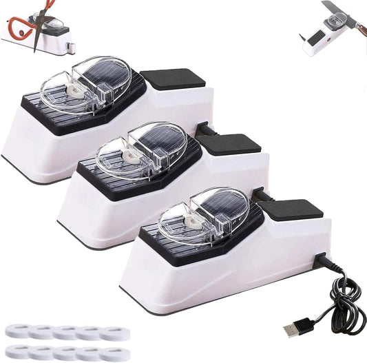 Besynersharp Pro, Electric Knife Sharpener, 4 in 1 𝐄𝐥𝐞𝐜𝐭𝐫𝐢𝐜 𝐊𝐧𝐢𝐟𝐞 𝐒𝐡𝐚𝐫𝐩𝐞𝐧𝐞𝐫 Kit, Multifunctional Double Sided USB Rechargeable Electric Knife Sharpener (3pcs)