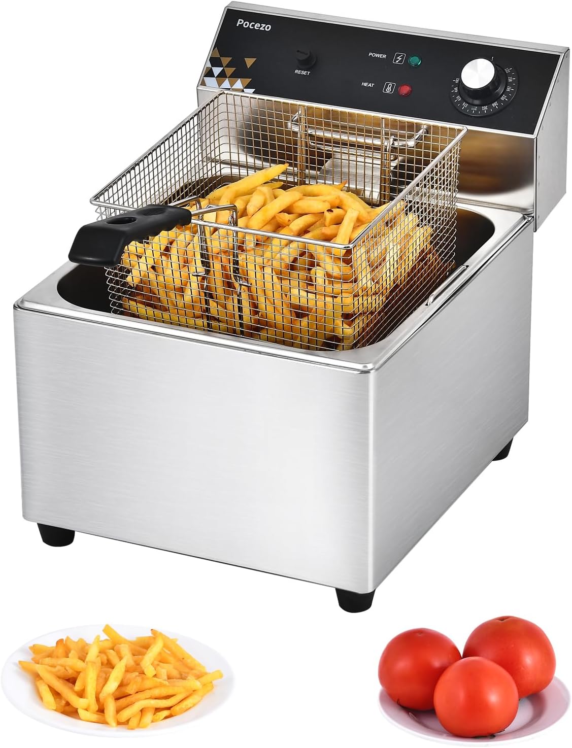 Deep Fryer with Basket, 1700w 19.7Qt Oil Tank\/ 8.8Qt Basket, 0.6mm Thickened Stainless Steel Countertop Electric Fryer for Home and Commercial Use, Oil Fryer with Double Overheat Protection