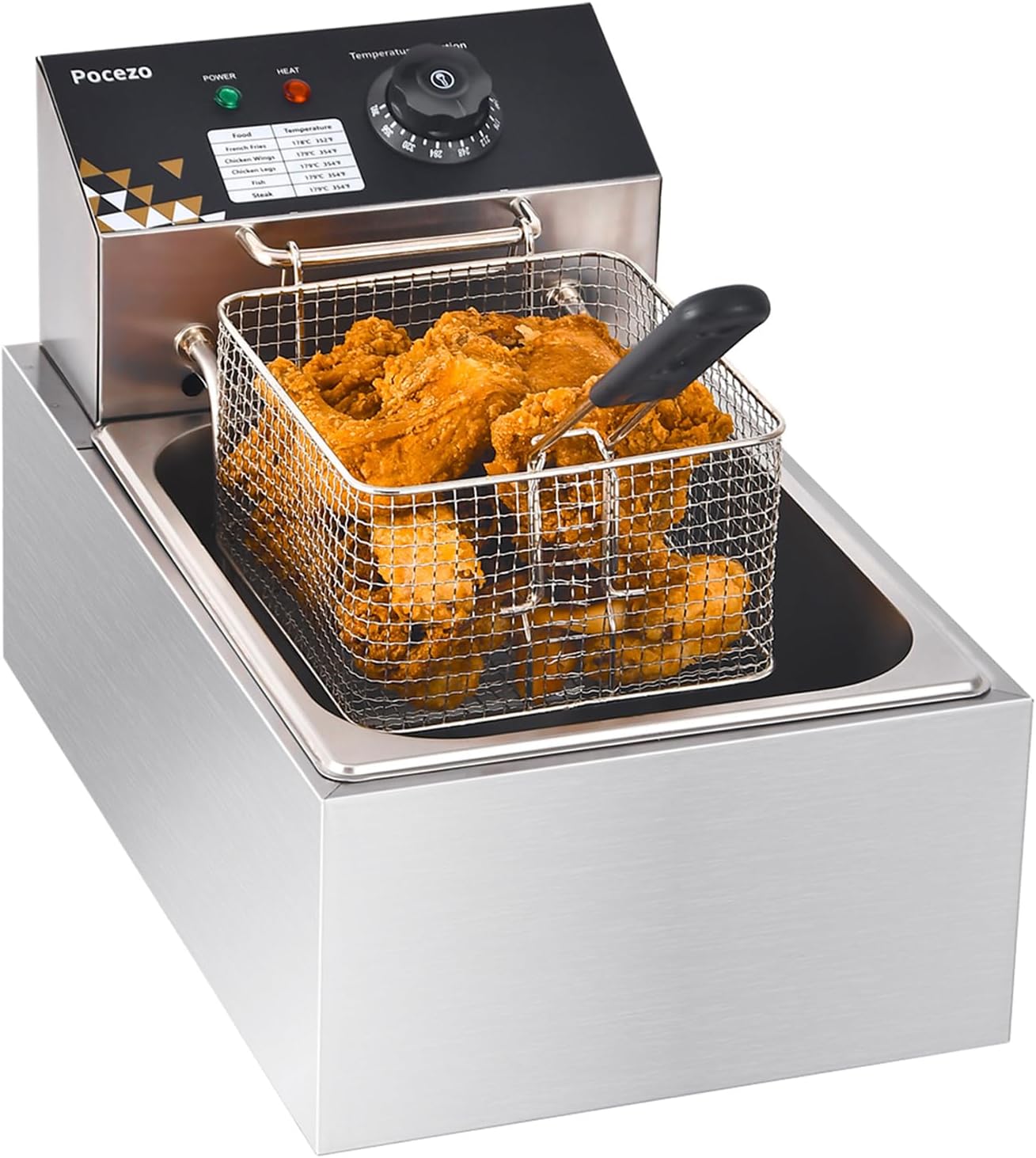 Electric Deep Fryer 10L\/10.5QT Stainless Steel Single Tank Commercial Fryer with Basket, 1700W 110V Countertop Deep Fryer for Home Kitchen and Restaurant Use with Oil Thermometer & Temperature Control
