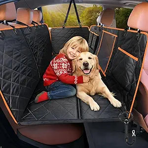 iBuddy Car Seat Cover for Dogs Offer Large Space Hard Bottom Back Seat Extender Support 420LB, Waterproof Dog Hammock Protects Rear Seat from Fur, Scratches and Dirt for Car/SUVs Easy to Clean