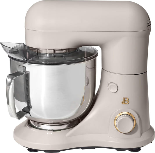 Beautiful Tilt-Head Stand Mixer - 3.5 Quart Electric Food Mixer with 12 Speeds for Effortless Baking,Flat Beater, Dough Hook, Balloon Whisk (Porcini Taupe)