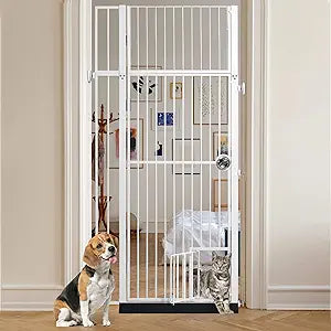 71" Extra Tall Cat Gate for Doorway, 29-37.5" Extra Wide Full Door Pet Gate for Doorway, No Drilling Auto-Close Operation Tall Pet Gate for Cats, Cat Barrier Indoor, No Jumping Over for Stairs Hallway