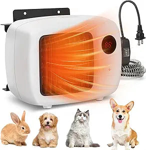 Pet House Heater with Thermostat, 300W/600W Heater for Dog Houses & Chicken Coops, PTC Heating, Overheat Protection, 6FT Anti-Chew Cord, Indoor & Outdoor Use, Up to 105 Sq Ft