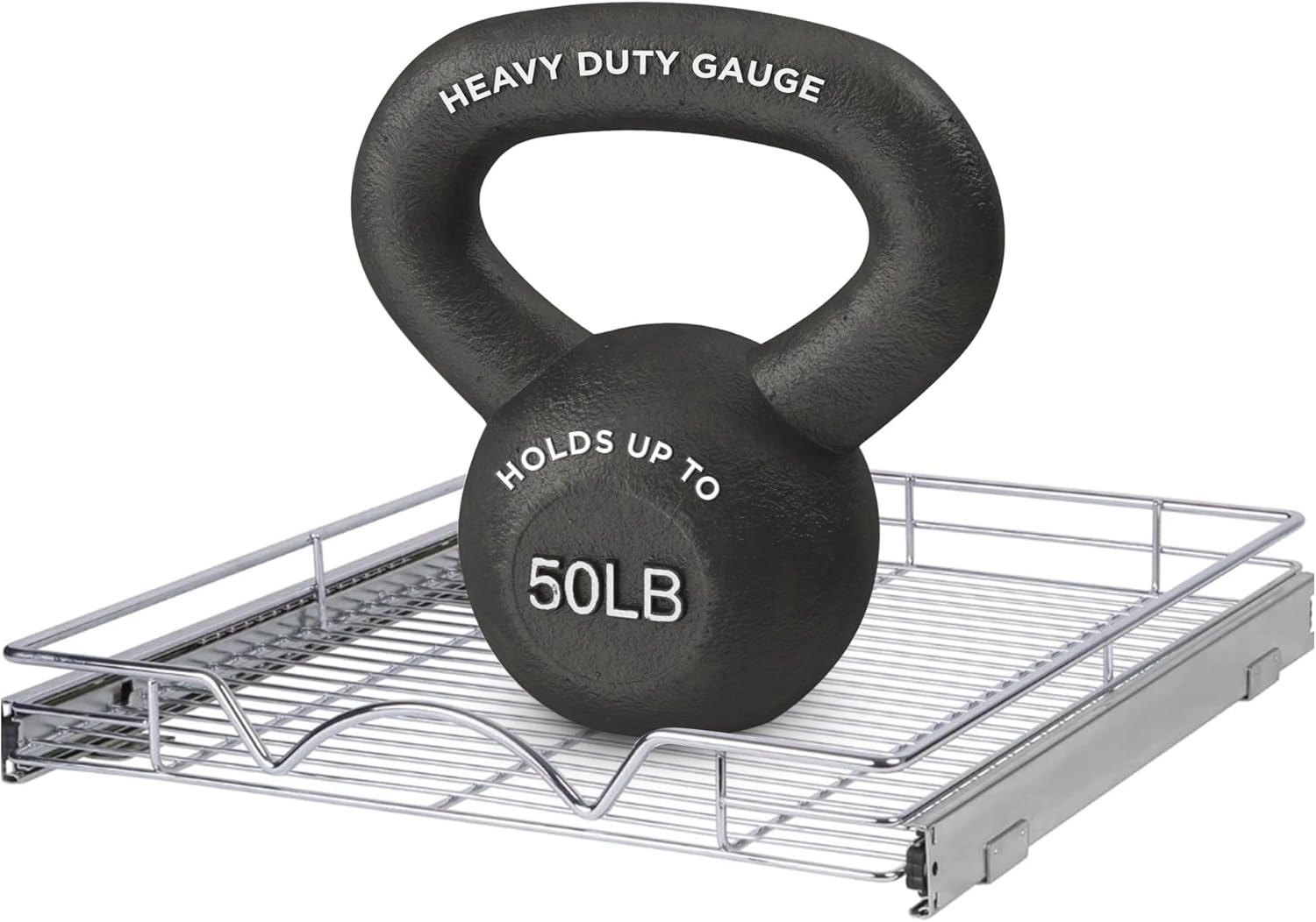 HOLDN\u2019 STORAGE Pull Out Cabinet Organizer, Heavy Duty Caddy w\/Lifetime Limited Warranty -14\u201DW x 21\u201DD - Requires At Least 15-1\/4\u201D Cabinet Opening, Steel Metal Cabinet Drawers Slide Out, Chrome