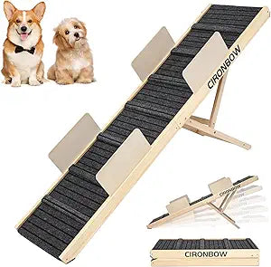 Upgraded Dog Ramp for Bed, Couch, Car, Foldable Pet Ramp, Non-Slip Pad & Safety Baffle-6 Adjustable Height 12" to 30", Portable Stable Pet Steps for Small & Medium Old Dogs & Cats ï»¿