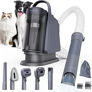 Dog Grooming Kit, FurEase Dog Grooming Vacuum with Dog Clippers for Grooming, 13000Pa Powerful Dog Vacuum for Shedding Grooming with 5 Pet Grooming Tools (Iron Gray, 2.5 Liter Canister)