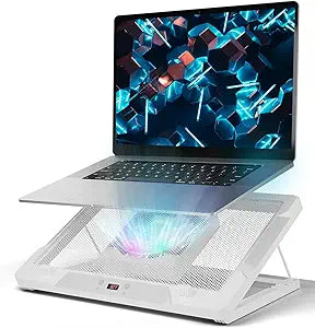 DEPGI Laptop Cooling Pad, Laptop Cooler Stand with 5.5" Movable Fan Easy to Clean, Auto Temp Sensor & 3-Speed Manual Control, Ultra Quiet â‰¤40dB for 1417.3 Inch Laptops, White