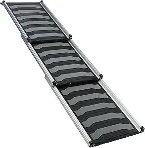 Trixie Telescoping Dog Ramp Made of Lightweight Aluminium - Pet Ramp for Large Cars and SUVs - Easily Adjustable - in Silver/Black