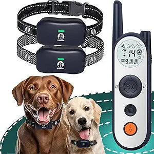 MIMOFPET Wireless Dog Fence System for 2 Dogs - Up to 3500ft Adjustable Electric Fence,Waterproof Training Collar Rechargeable,Pet Containment System for Large Medium Dogs