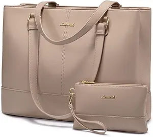 LOVEVOOK Laptop Tote Bag for Women 15.6 Inch Work Bag Leather Laptop Purse with Clutch, Large Computer Briefcase Bag for Office Business Teacher Casual