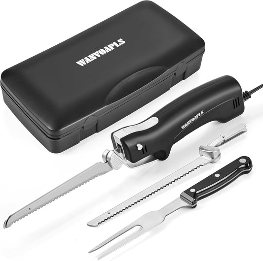 Electric Knife - Carving Knife Set, Black Ergonomic Handle Electric Knifes Cutting 2000 Times/Minute with 60-inch Power Cord, for Meat, Poultry, Bread, Brisket Slicing, Thanksgiving and Christmas Gift