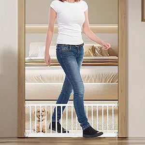 Dog Gate for Small Dogs,Adjustable 18-48" Extra Wide Short Dog Gate for doorways,Low Pet Gate to Step Over for Stairs(White, 10" Height)