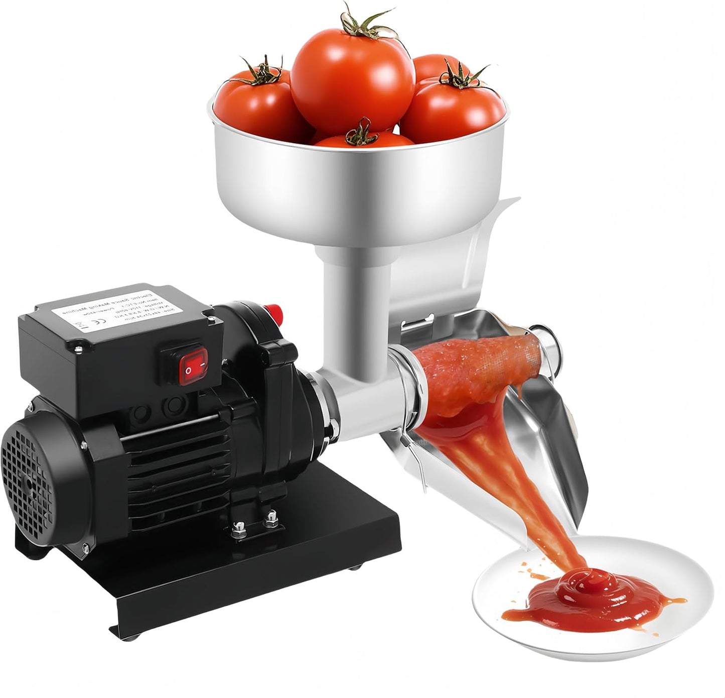 Electric Tomato Strainer 110V 450W Commercial Tomato Sauce Maker Stainless Steel Tomato Milling Machine Portable Food Grinder with Practical Pestle for Tomato, Strawberry, Blueberry Sauce