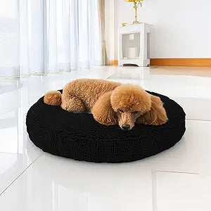 Muddy MatÂ®Cloud K-9 Bed for Dogs & Cats, Soft & Relaxing Donut Dog Bed, Chenille Material, Removable Cover, Washable & Dryer Safeâ€“Black Medium(35'x35')