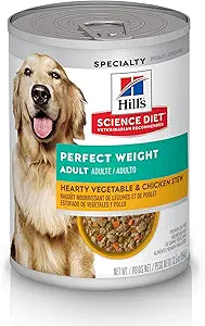 Hill's Science Diet Perfect Weight, Adult 1-6, Weight Management Support, Wet Dog Food, Chicken & Vegetables Stew, 12.5 oz Can, Case of 12