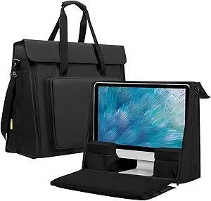 21/24 inch computer bag monitor carrying case Compatible with iMac All in One Monitor LCD Screens Desktop Computer Travel Storage Carrying Bag with Accessories Pocket, Shoulder Strap Black