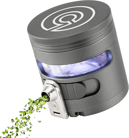 Cloudious9 - Tectonic9 Herb Grinder Automatic Electric Herbal Spice Dispenser Large 2.5" Aluminum Alloy (Grey), For Home & Kitchen Only