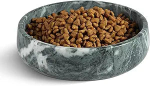 Green Marble Dog Bowl, 6lbs Non-Slip,Non-Tipping Heavy Dogs Food Bowl, Large Dog Dish, Weighted Food and Water Bowls for Large Dogs, Natural Marble, Easy to Clean, Holds 6 Cups