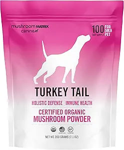 Om Mushroom Matrix Turkey Tail Mushroom Pet Supplement Powder, Provides Immunity Support & Holistic Defense for Dogs & Cats, 200 Grams, 7.1 oz